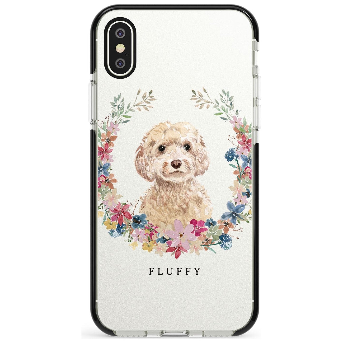 Personalised Champagne Cockapoo Floral Portrait