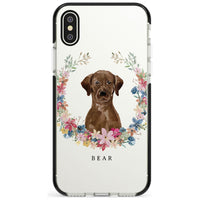 Personalised Chocolate Labrador Floral Portrait