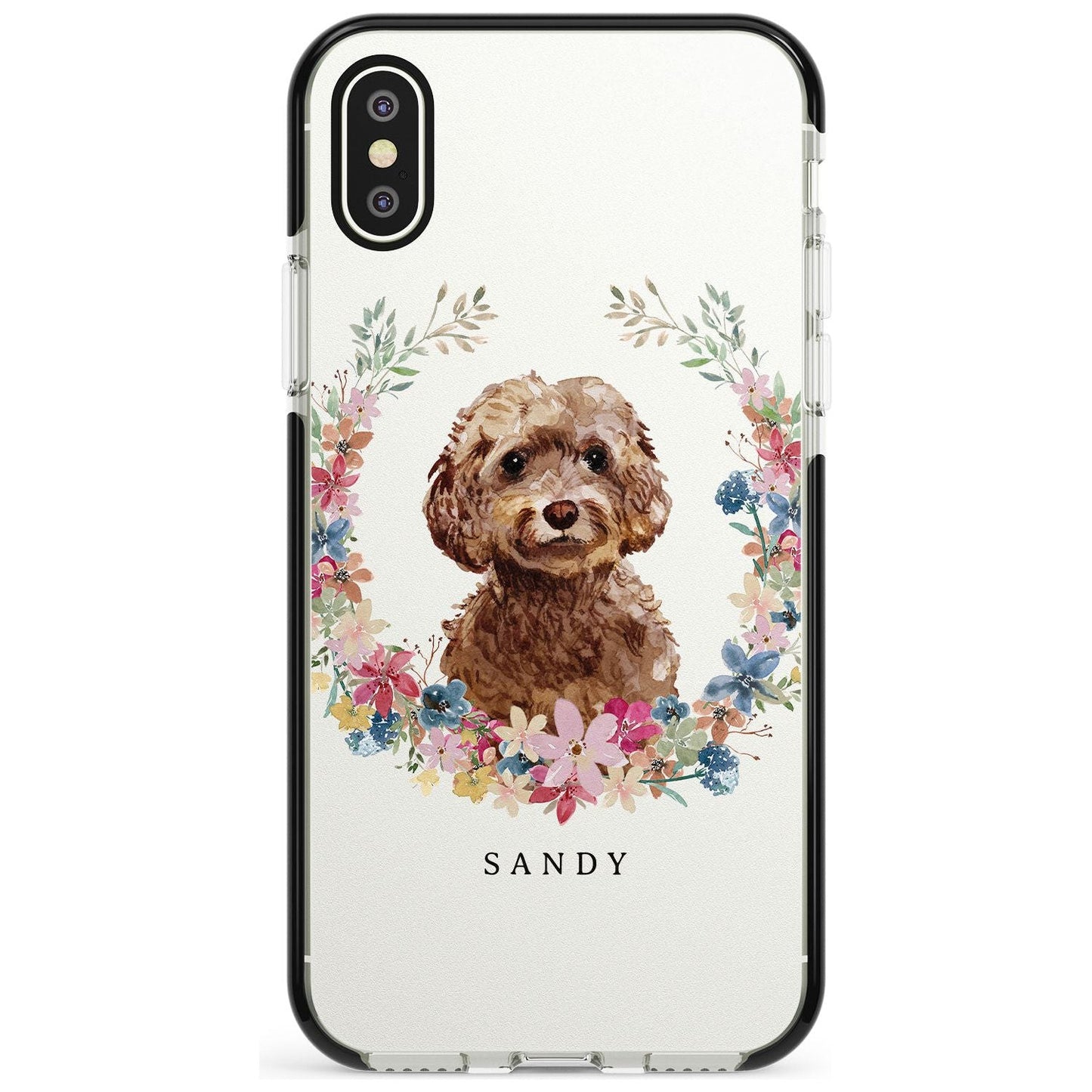 Personalised Brown Cockapoo Floral Portrait
