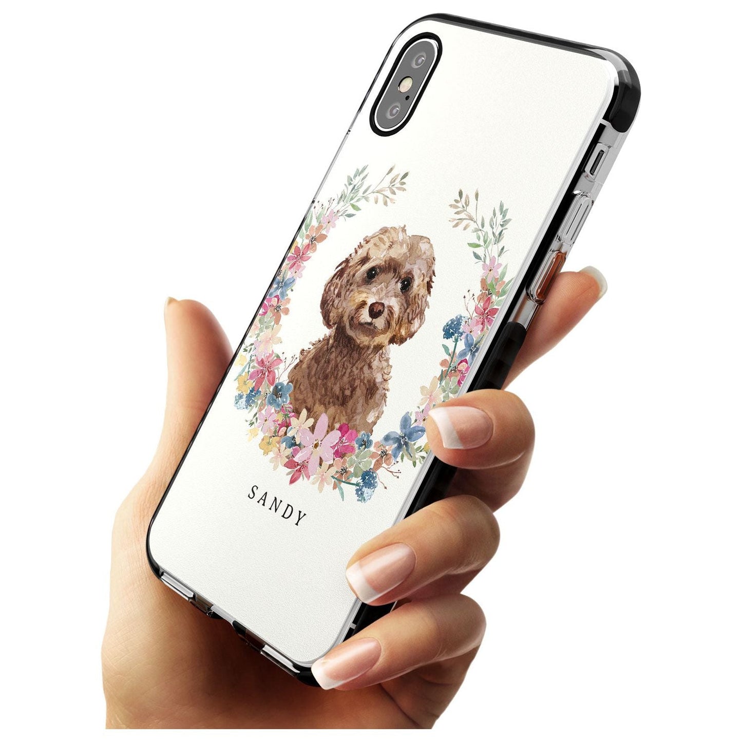 Personalised Brown Cockapoo Floral Portrait
