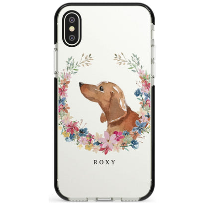 Personalised Tan Dachshund Floral Portrait