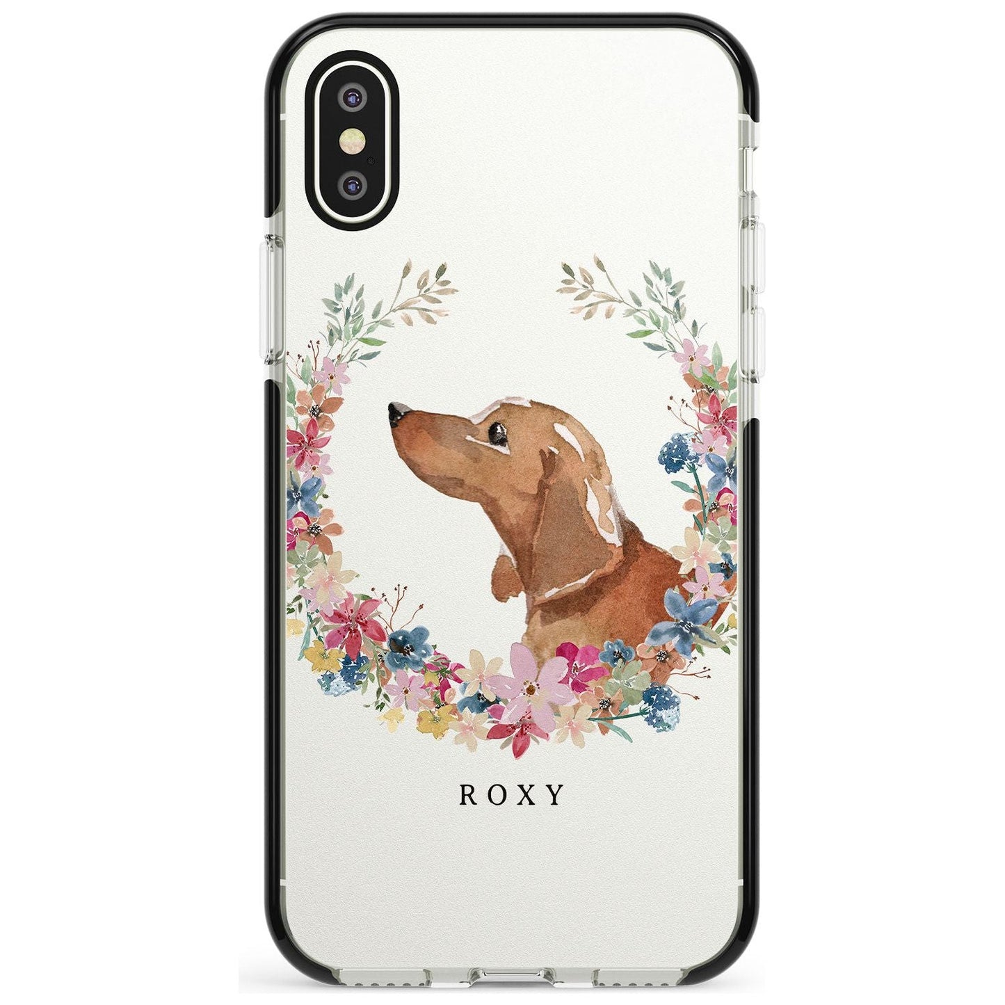 Personalised Tan Dachshund Floral Portrait