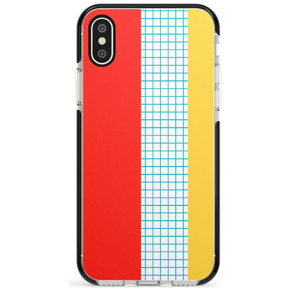 Grille abstraite rouge, bleue, jaune