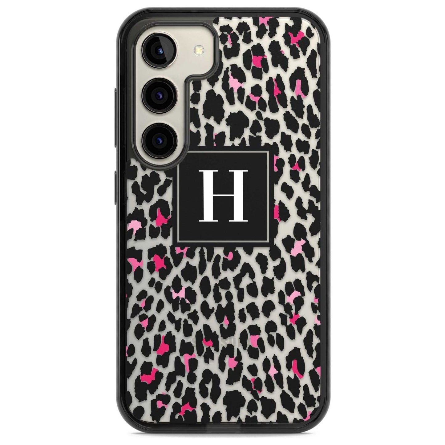 Personalised Clear Pink Leopard Monogram