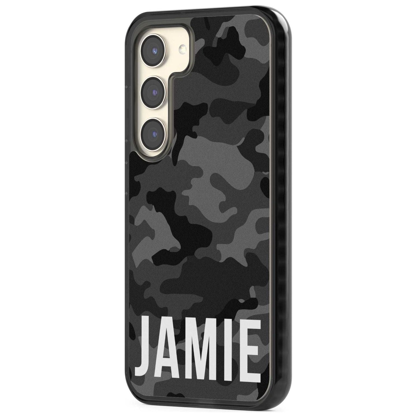 Personalisierter Name im schwarzen Camouflage-Muster (horizontal)