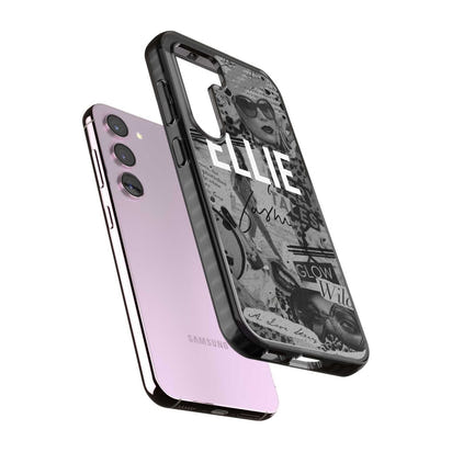 Personalisierte Vintage-Collage in Graustufen