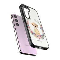 Portrait floral personnalisé d'un Labrador Retriever jaune