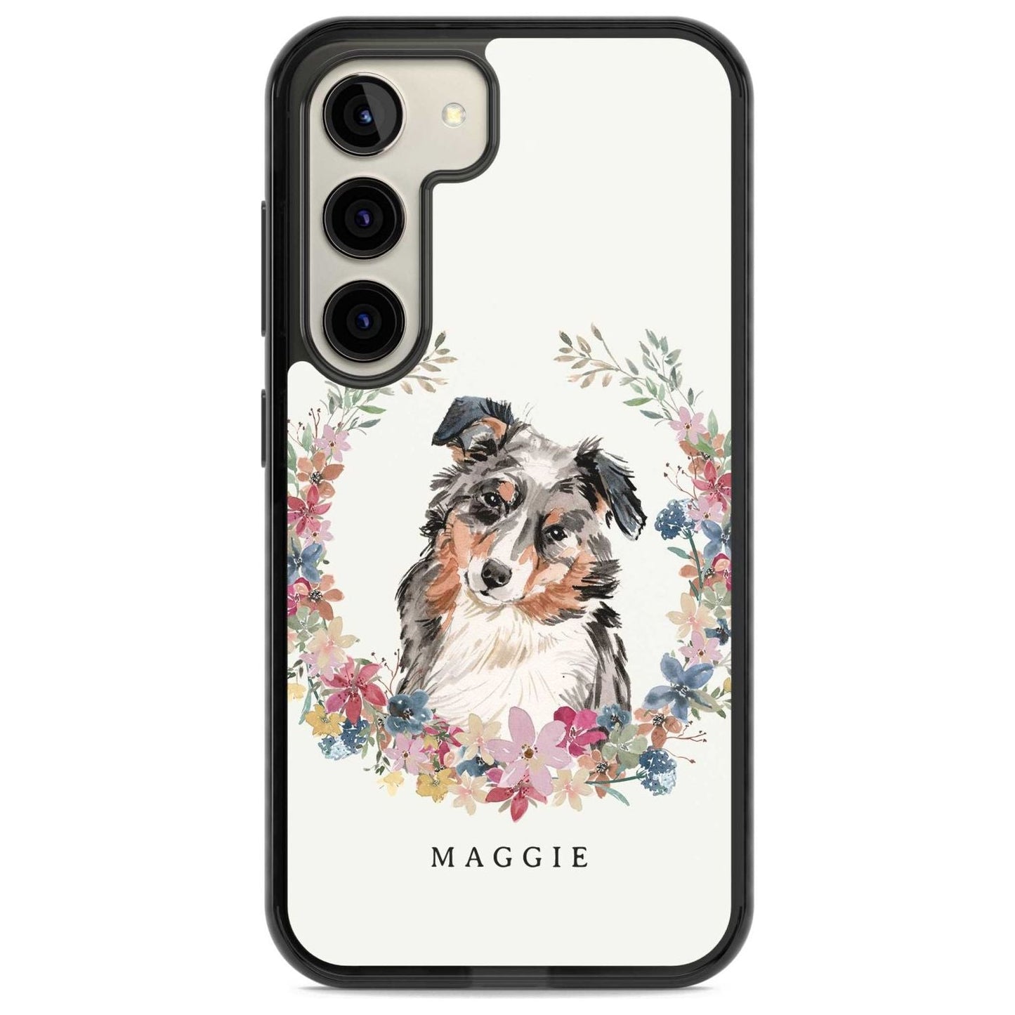 Personalised Australian Shepherd Floral Portrait