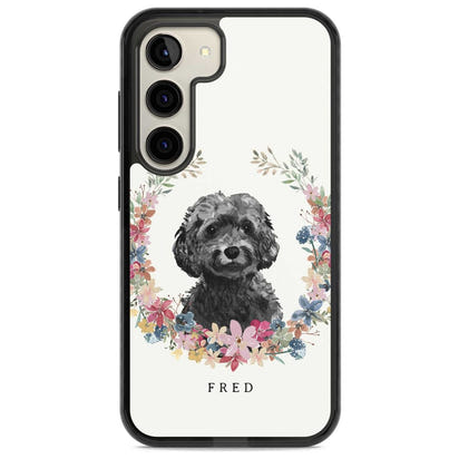 Personalised Black Cockapoo Floral Portrait