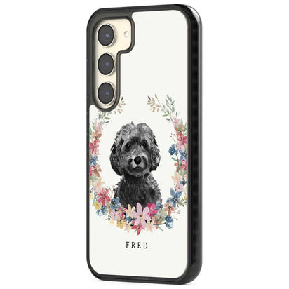 Personalised Black Cockapoo Floral Portrait