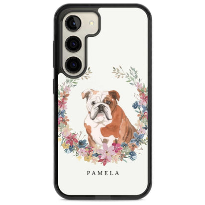 Personalised English Bulldog Floral Portrait