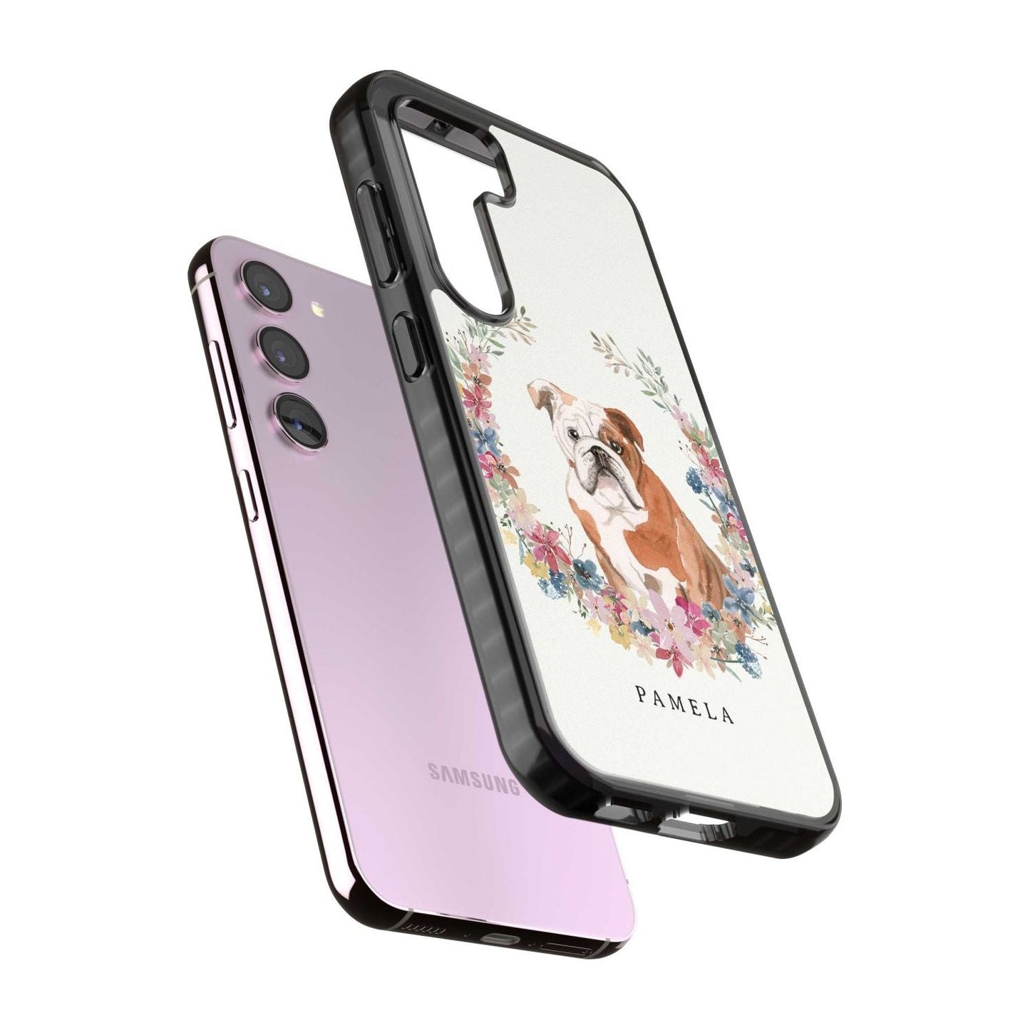 Personalised English Bulldog Floral Portrait