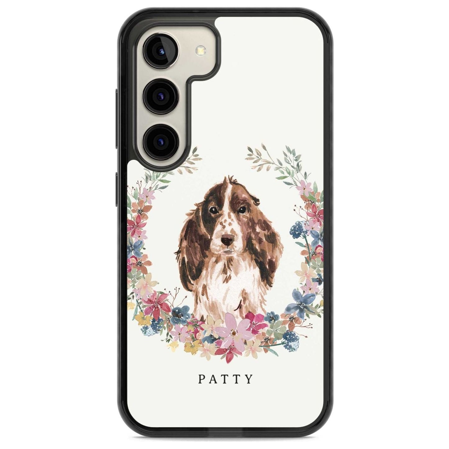 Personalised Cocker Spaniel Floral Portrait