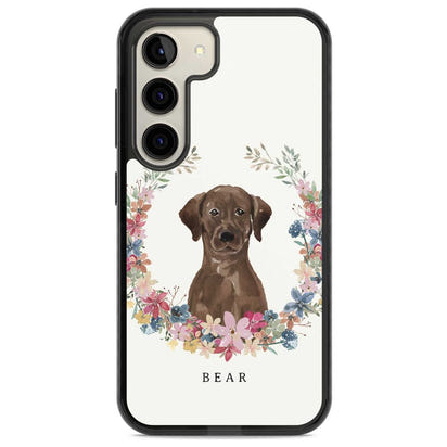 Personalised Chocolate Labrador Floral Portrait
