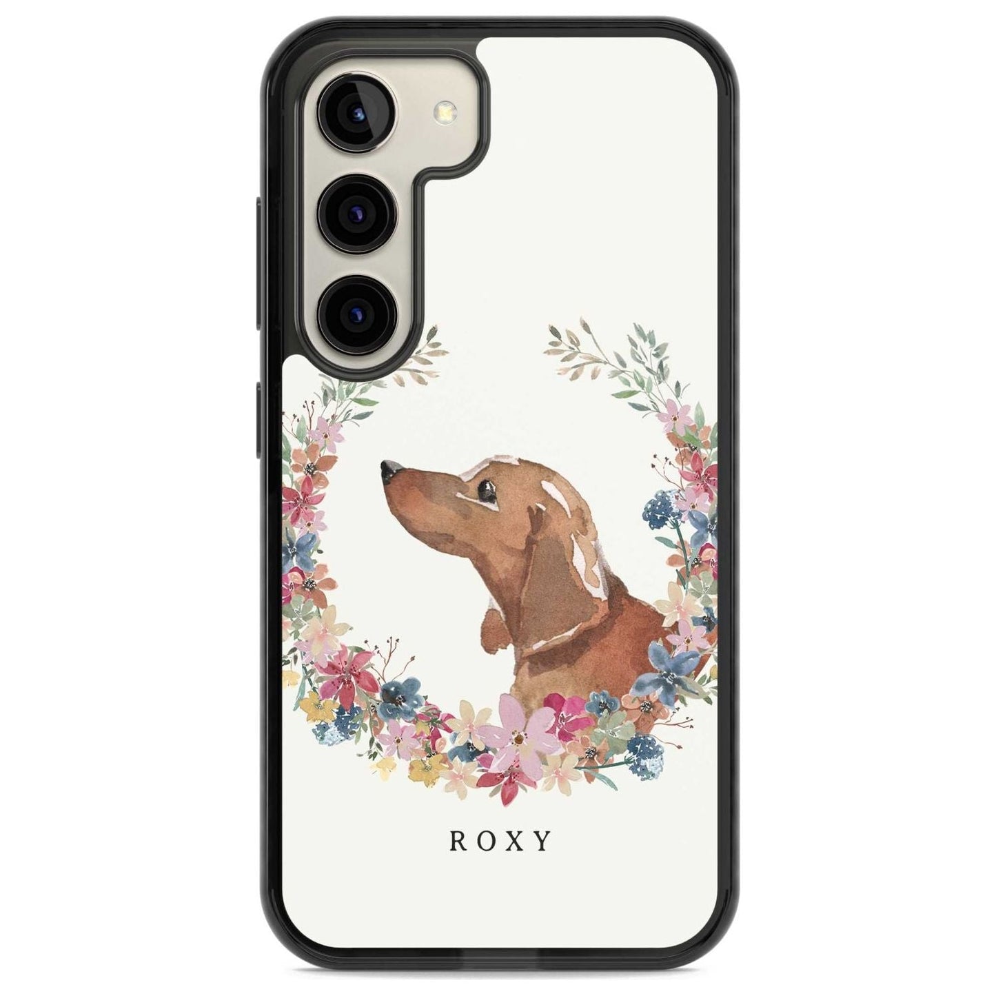 Personalised Tan Dachshund Floral Portrait