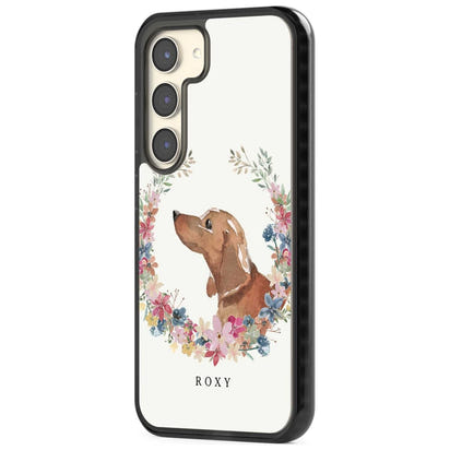 Personalised Tan Dachshund Floral Portrait