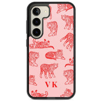 Personalised Red Tiger Outlines On Pink
