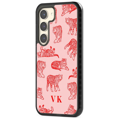 Personalised Red Tiger Outlines On Pink