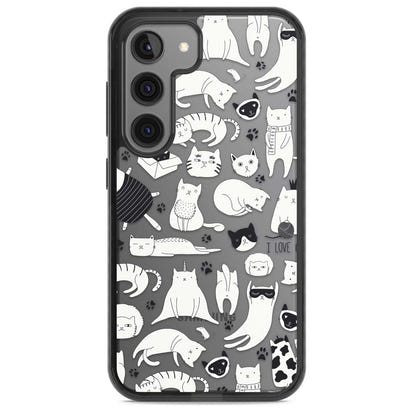 Cartoon Cat Collage Black & White