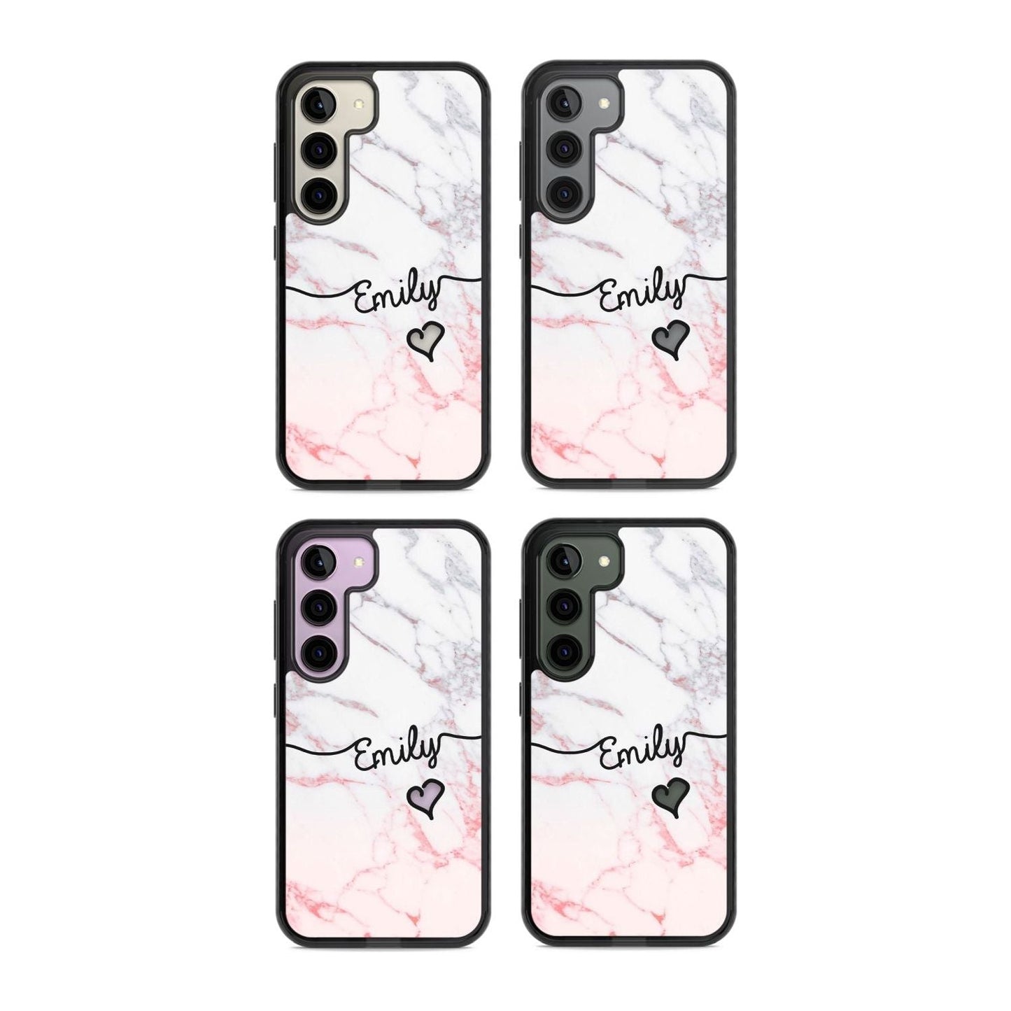 Personalised Pink Fade Marble Heart