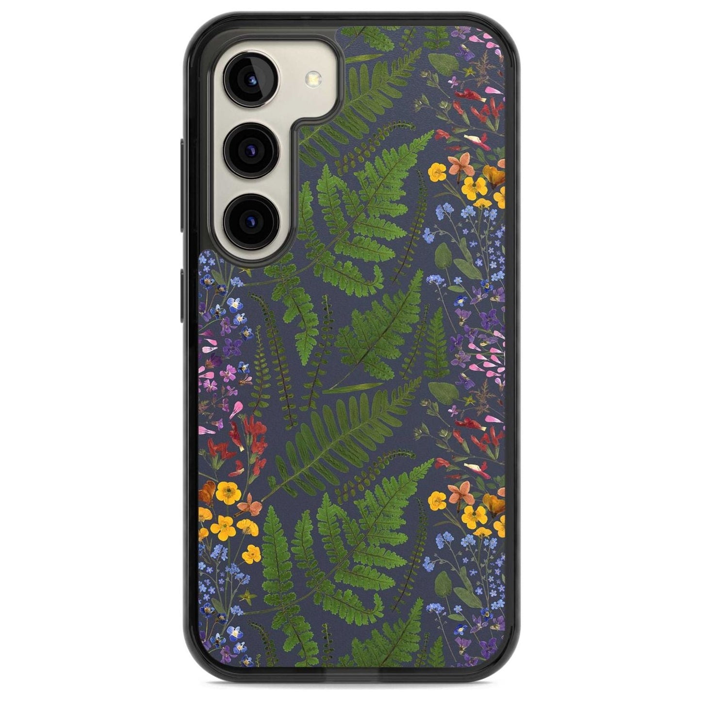 Busy Floral And Fern Design Navy