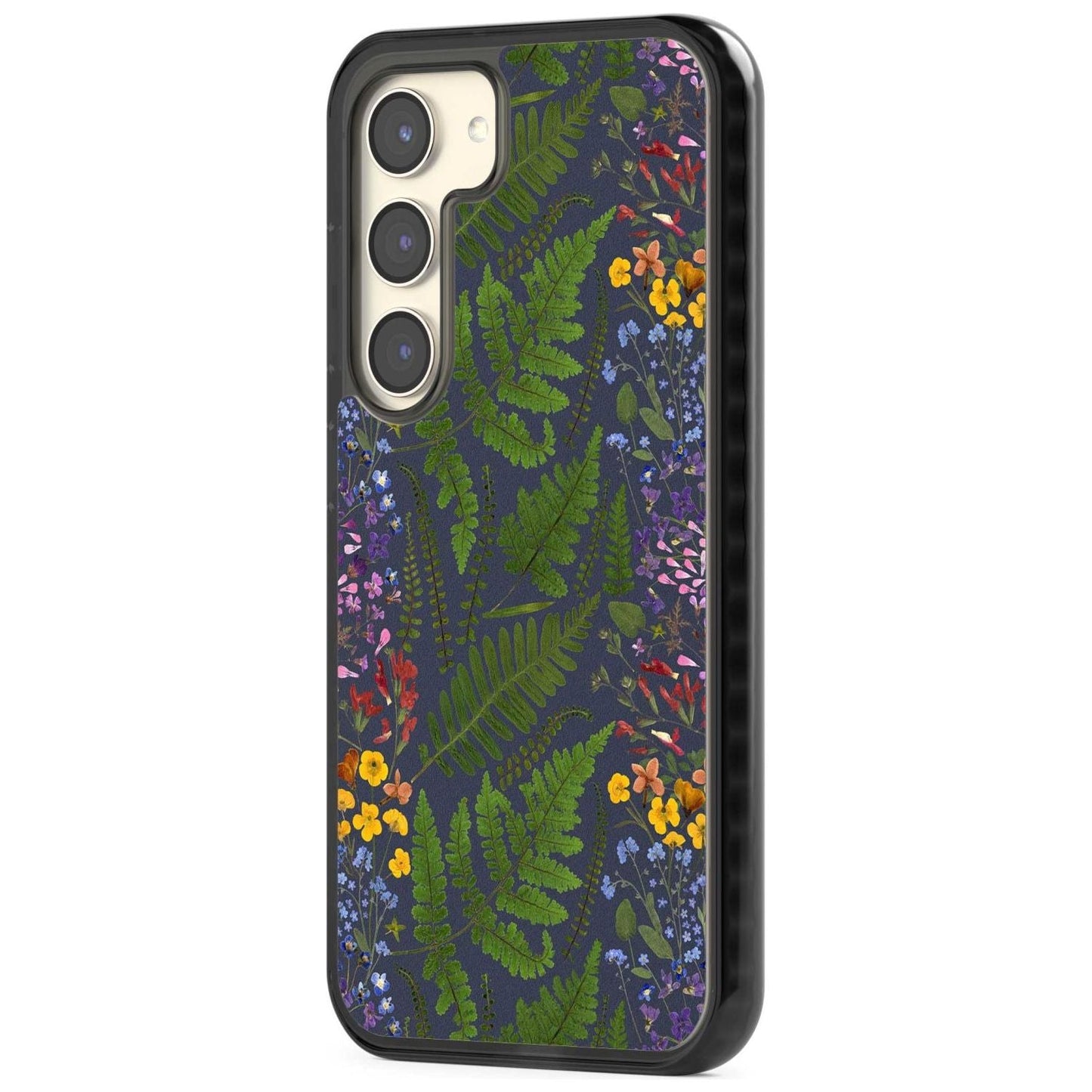 Busy Floral And Fern Design Navy