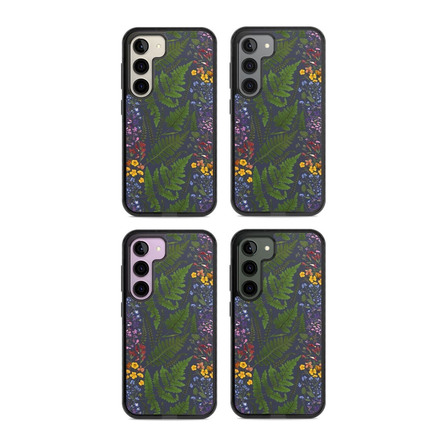 Busy Floral And Fern Design Navy