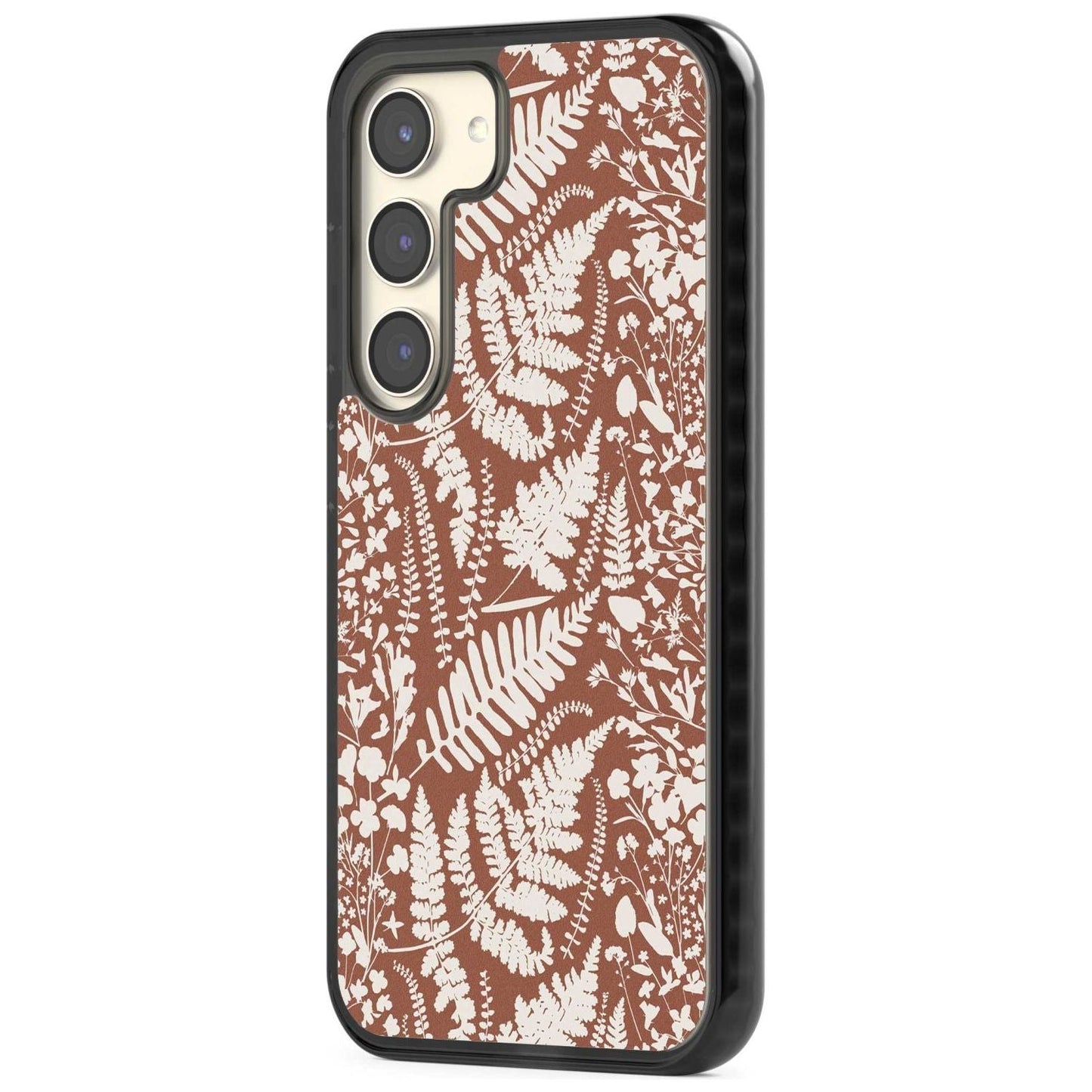 Fleurs sauvages et fougères sur terre cuite