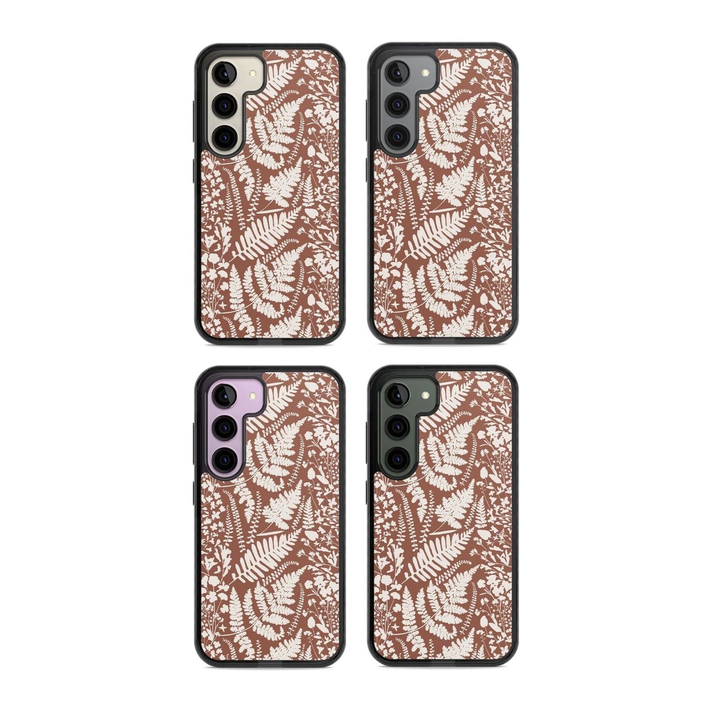 Fleurs sauvages et fougères sur terre cuite