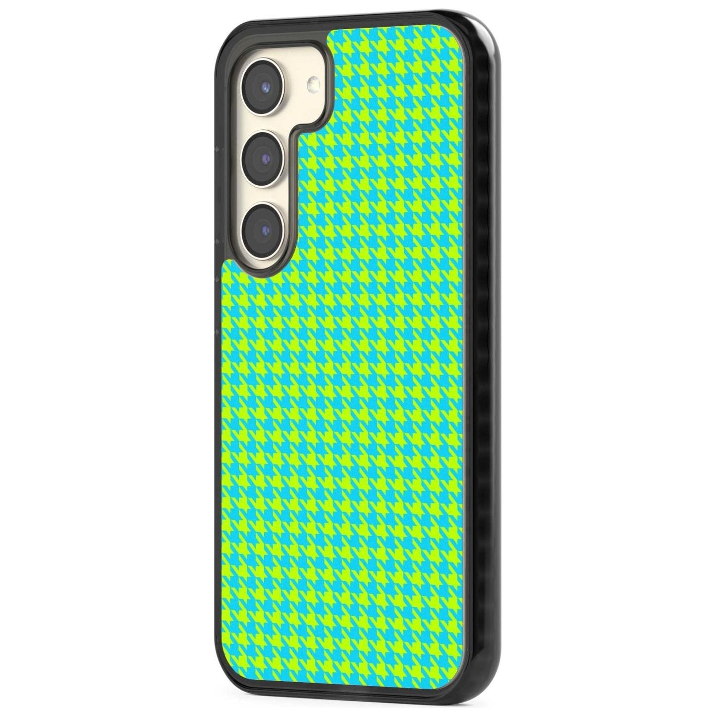 Neon Lime & Turquoise Houndstooth