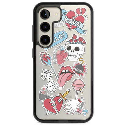 Autocollants Crâne et Fleurs