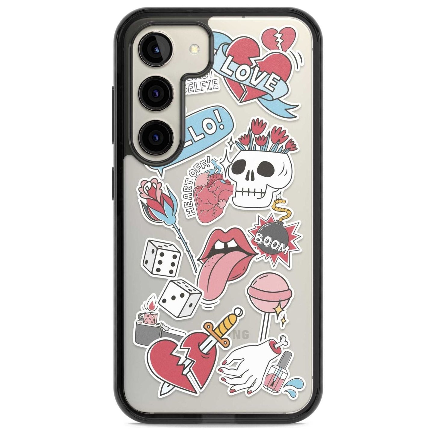 Autocollants Crâne et Fleurs