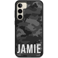 Personalisierter Name im schwarzen Camouflage-Muster (horizontal)