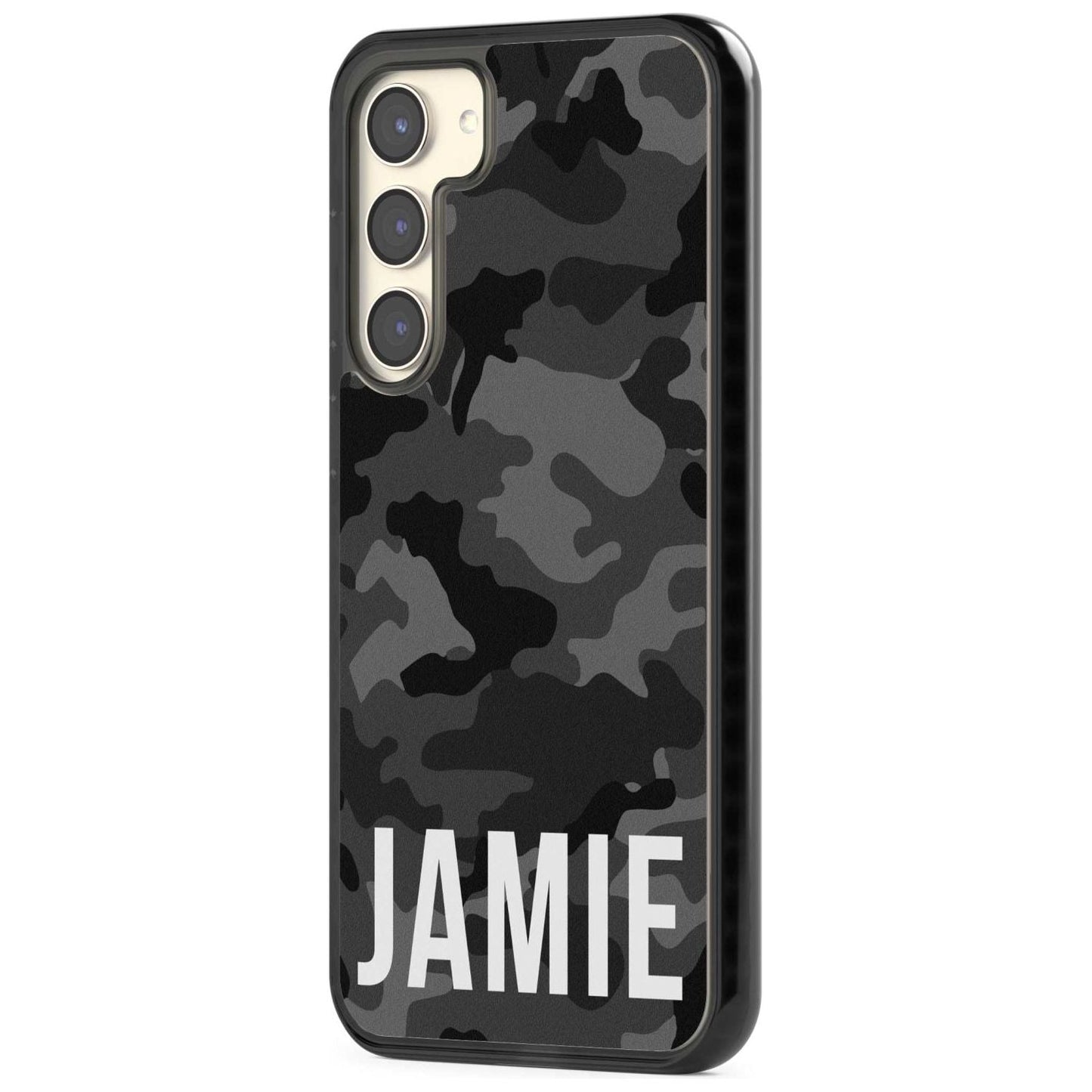 Personalisierter Name im schwarzen Camouflage-Muster (horizontal)