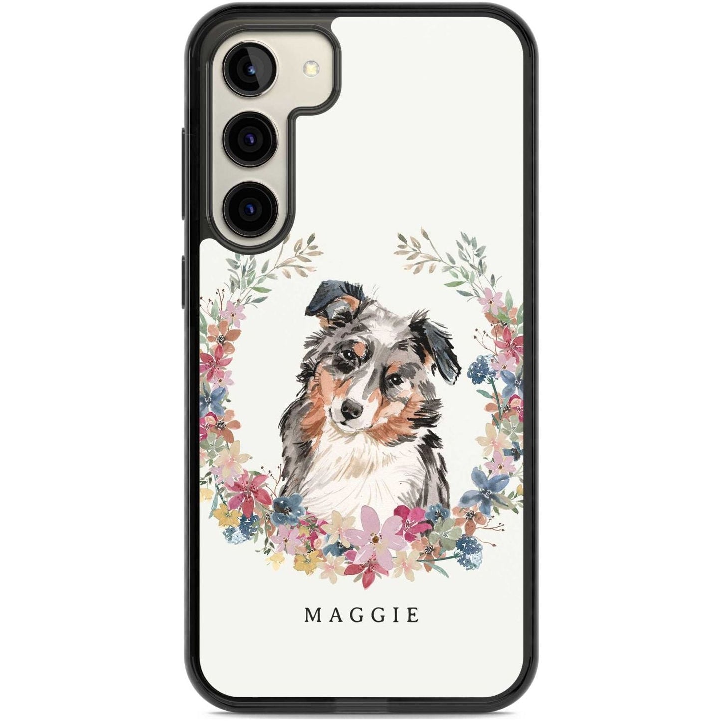 Personalised Australian Shepherd Floral Portrait