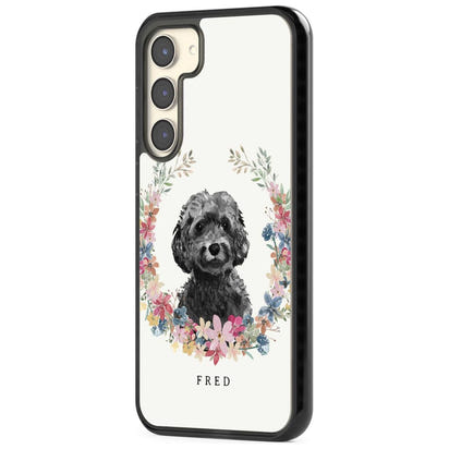 Personalised Black Cockapoo Floral Portrait