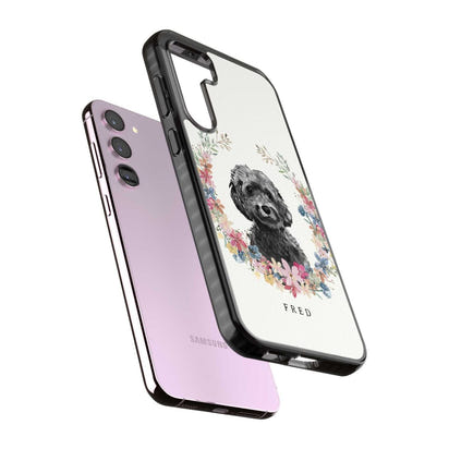 Personalised Black Cockapoo Floral Portrait