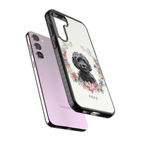 Personalised Black Cockapoo Floral Portrait