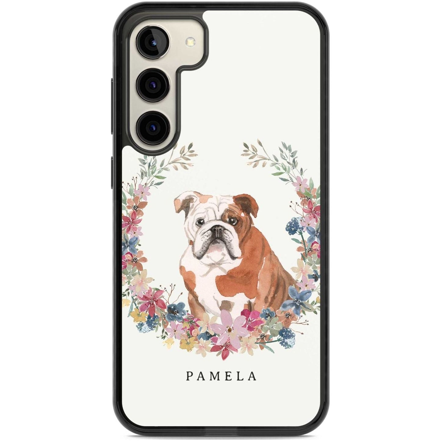 Personalised English Bulldog Floral Portrait