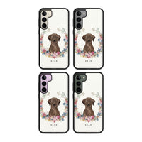 Personalised Chocolate Labrador Floral Portrait