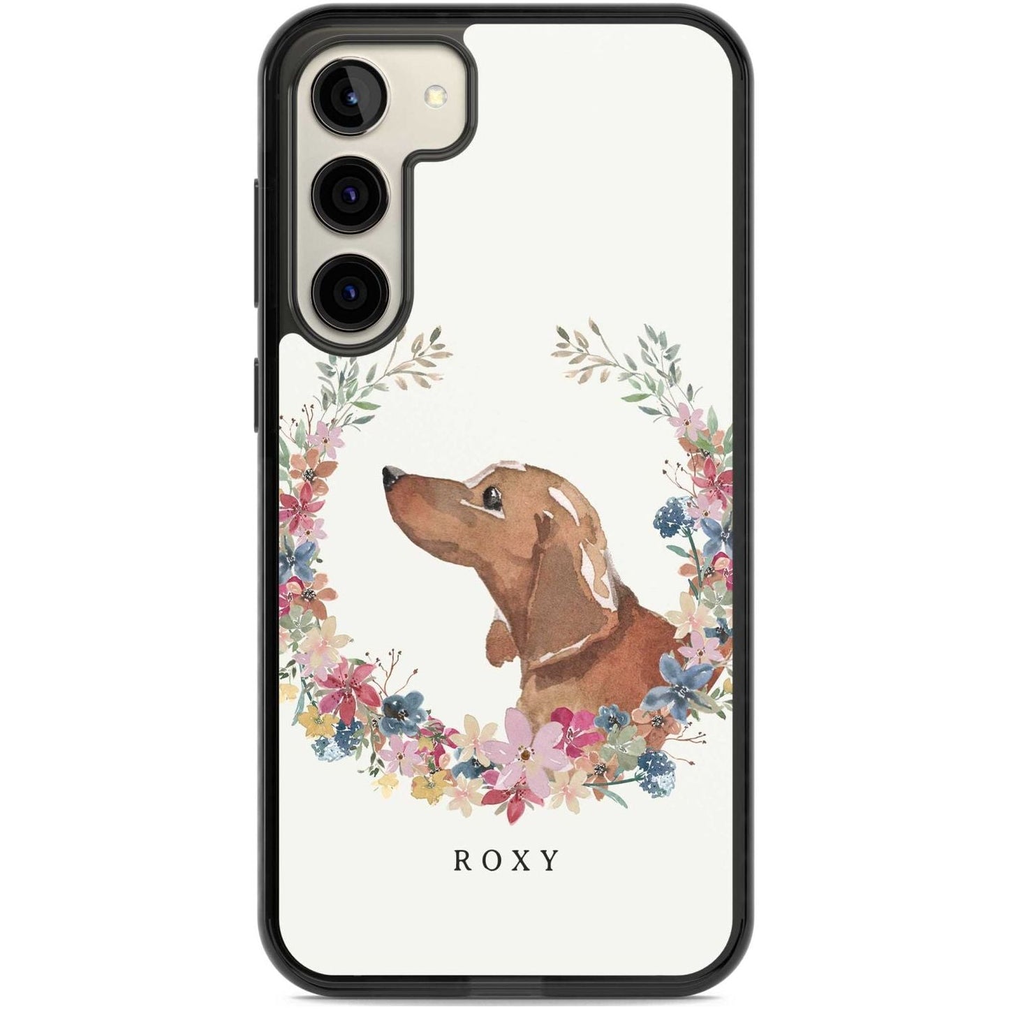 Personalised Tan Dachshund Floral Portrait