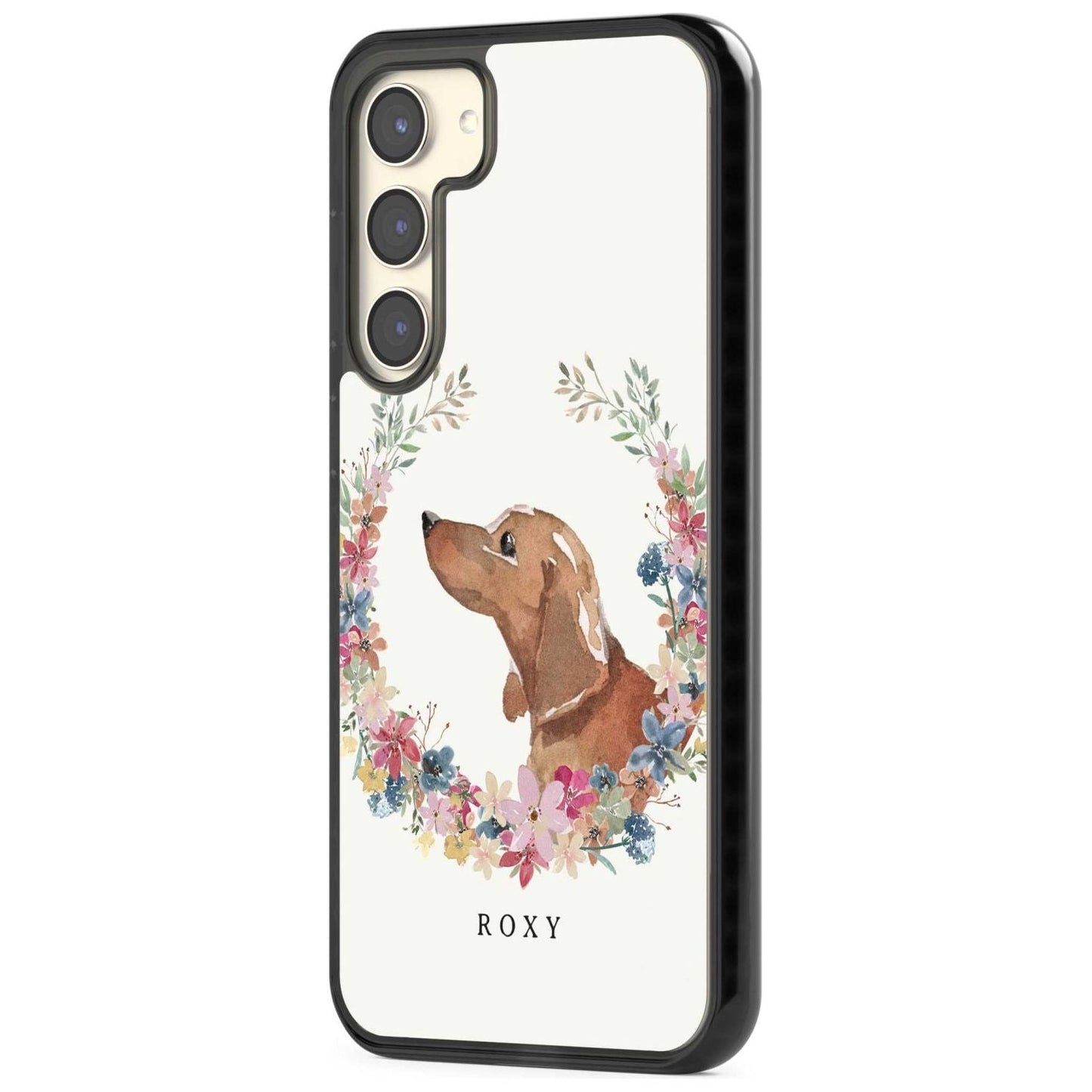 Personalised Tan Dachshund Floral Portrait