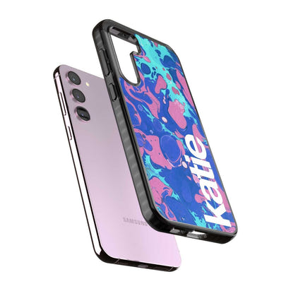 Personalisiertes marineblau-türkisfarbenes Marmor-Design