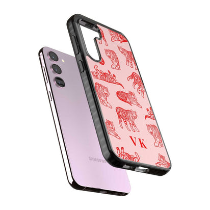 Personalised Red Tiger Outlines On Pink