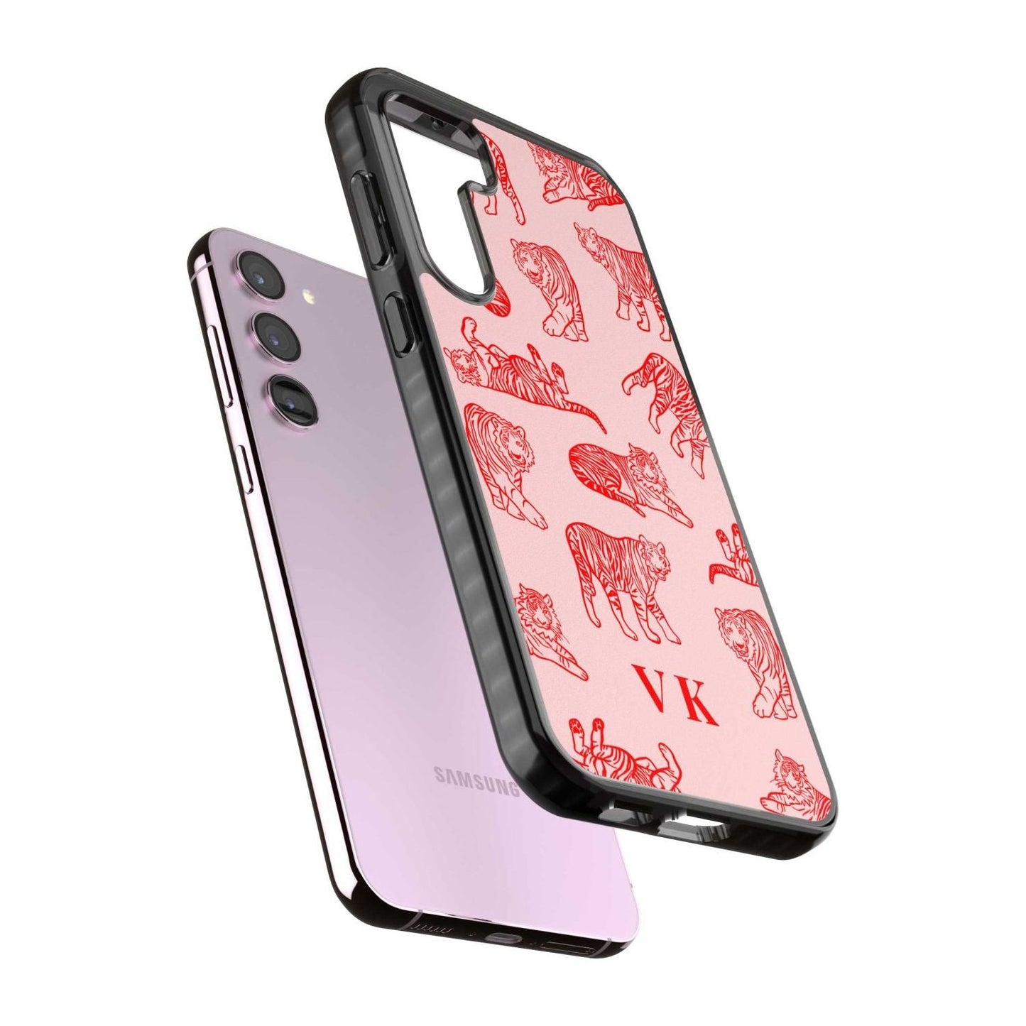 Personalised Red Tiger Outlines On Pink