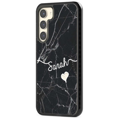 Personalised Black Marble Heart