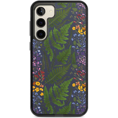 Busy Floral And Fern Design Navy