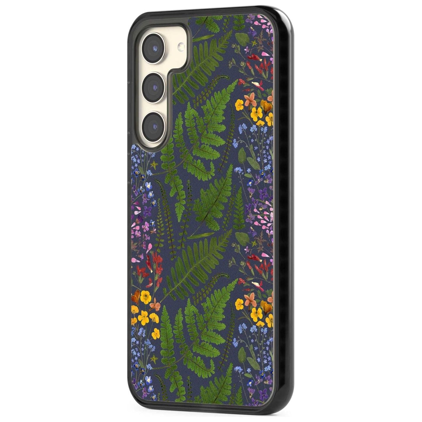 Busy Floral And Fern Design Navy
