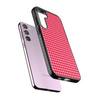 Pied-de-poule rose fluo et rouge