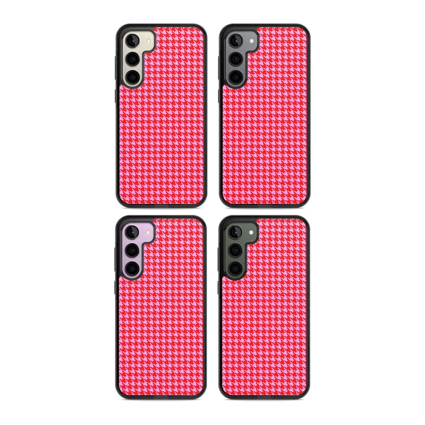 Pied-de-poule rose fluo et rouge